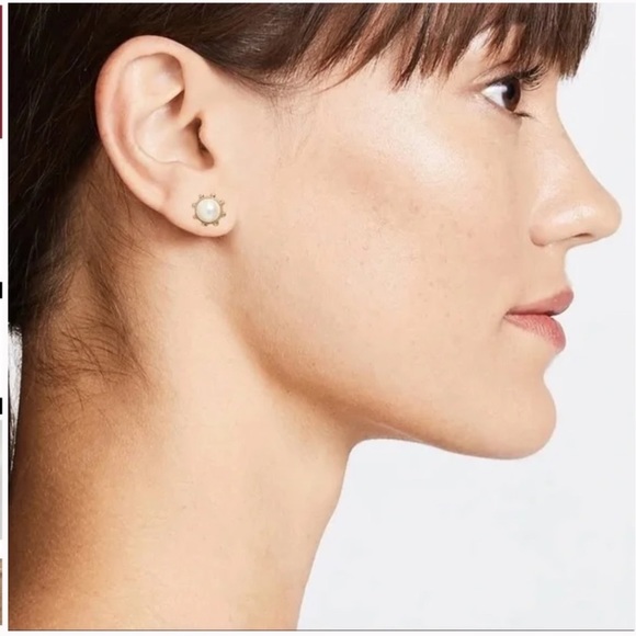 Kate Spade Flying Colors Pearl and Gold Stud Earrings - Picture 3 of 8